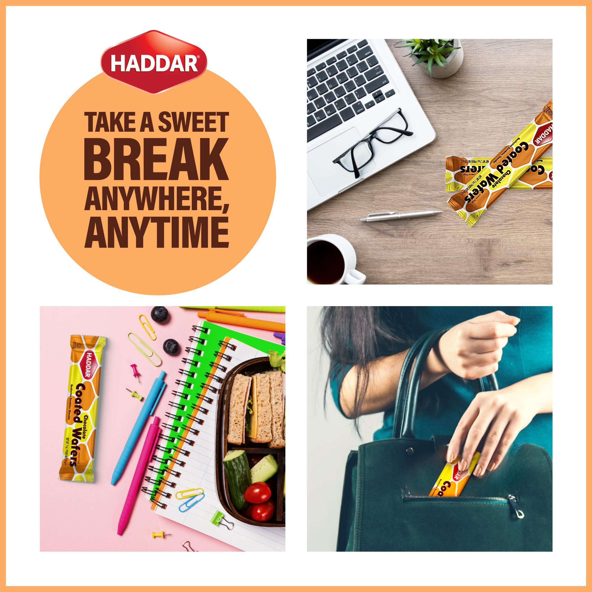 Haddar (40 Pack) Individually Wrapped Dairy Free Chocolate Coated Wafers | Kosher | Lunch Box Friendly | Heavenly Wafer Cookies!