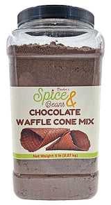 Chocolate Waffle Cone Mix | Homemade Waffle Cones, Waffle Bowls & Dessert Shells | Easy Just-Add-Water Recipe | 5 lb Bulk Container | Dasher’s Spice & Beans