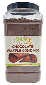 Chocolate Waffle Cone Mix | Homemade Waffle Cones, Waffle Bowls & Dessert Shells | Easy Just-Add-Water Recipe | 5 lb Bulk Container | Dasher’s Spice & Beans
