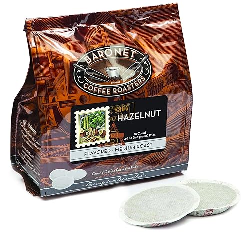 Baronet Coffee Pods [Hazelnut Flavored-54 Pods] Single Cup Use Like Senseo - 3 Bags of 18 Single Serve 8 Gram, Regular Strength, Medium Roast