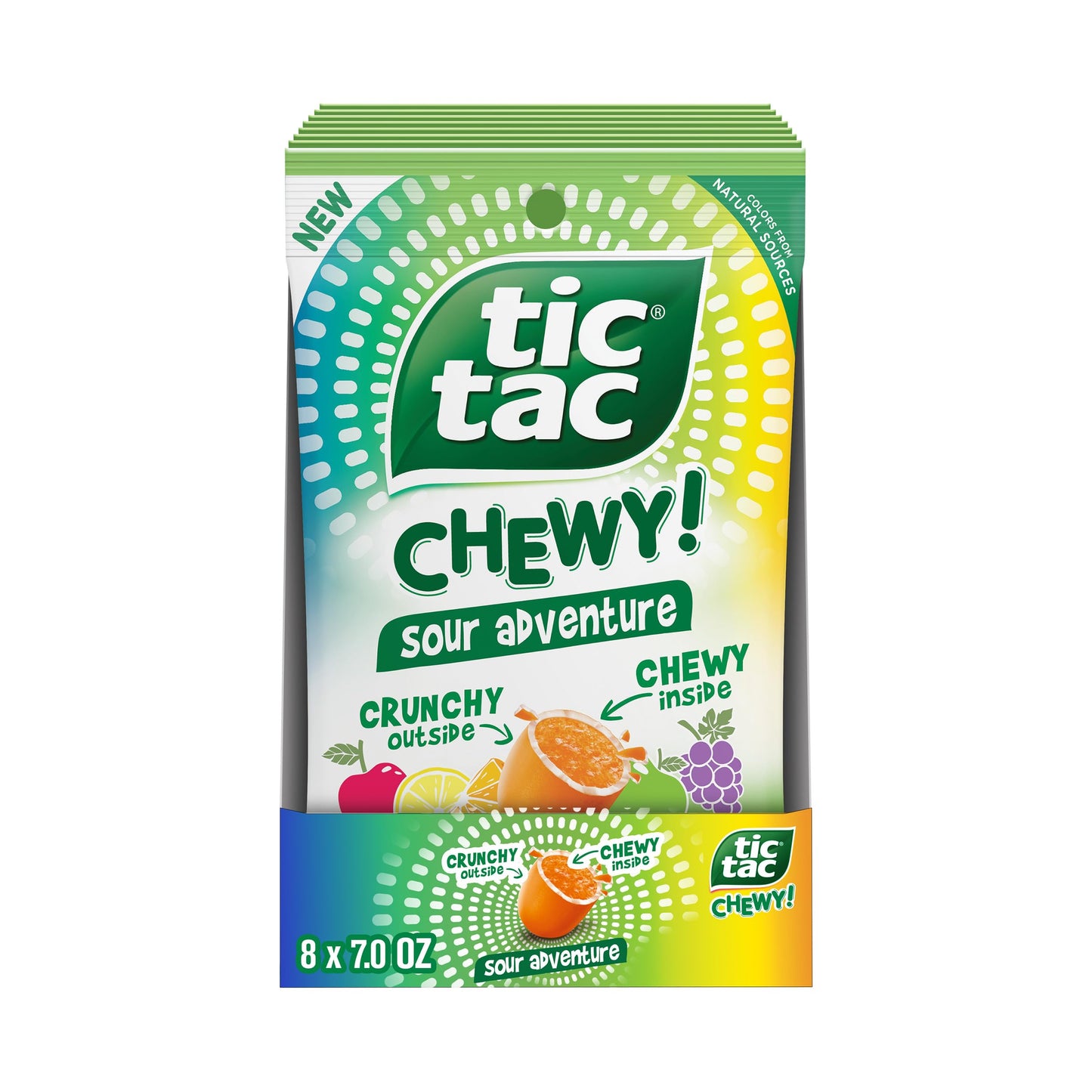 TIC TAC CHEWY! Sour Adventure, Sour Candy, Bulk 8 Pack, Fruity Chewy Candy, 7 oz Each (Packaging May Vary)