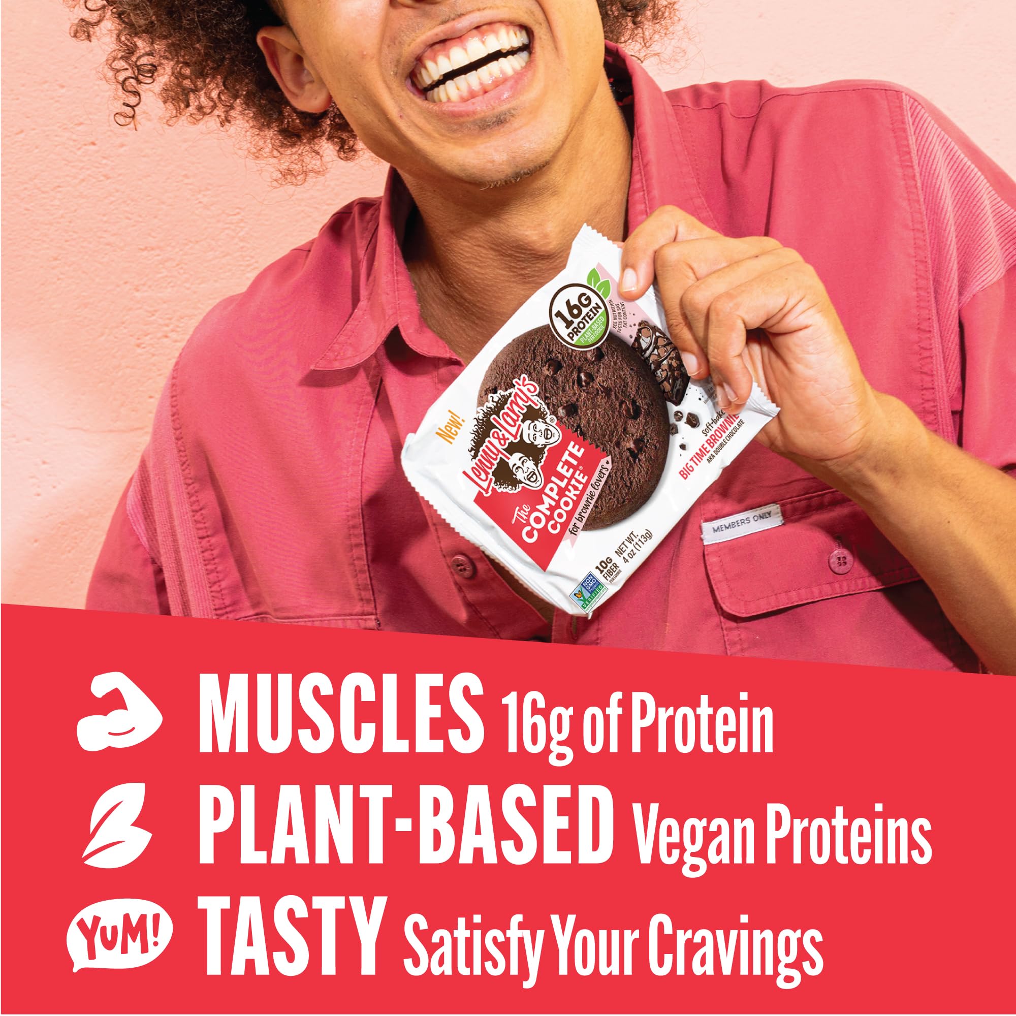 Lenny & Larry's Protein Cookie, [Big Time Brownie], Chewy Soft Baked, 16g Plant Protein, Vegan, Non-GMO, High Fiber, 4 Ounce Cookie (Pack of 12)