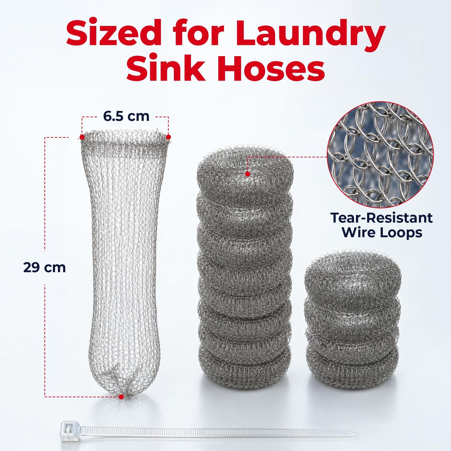 DR Quality Parts Washing Machine Lint Trap - Stainless Steel Hose Filter, Mesh Drain Catcher, Washer Sock Lint Remover, Rust-Free Snare Laundry Filter