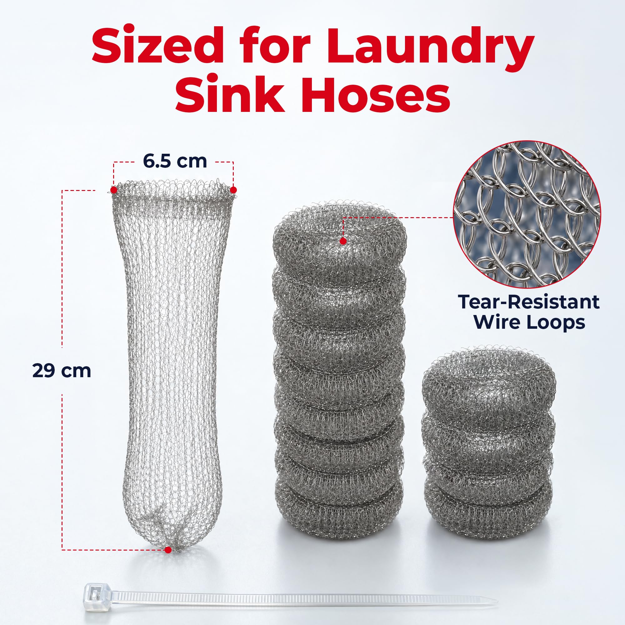 DR Quality Parts Washing Machine Lint Trap - Stainless Steel Hose Filter, Mesh Drain Catcher, Washer Sock Lint Remover, Rust-Free Snare Laundry Filter