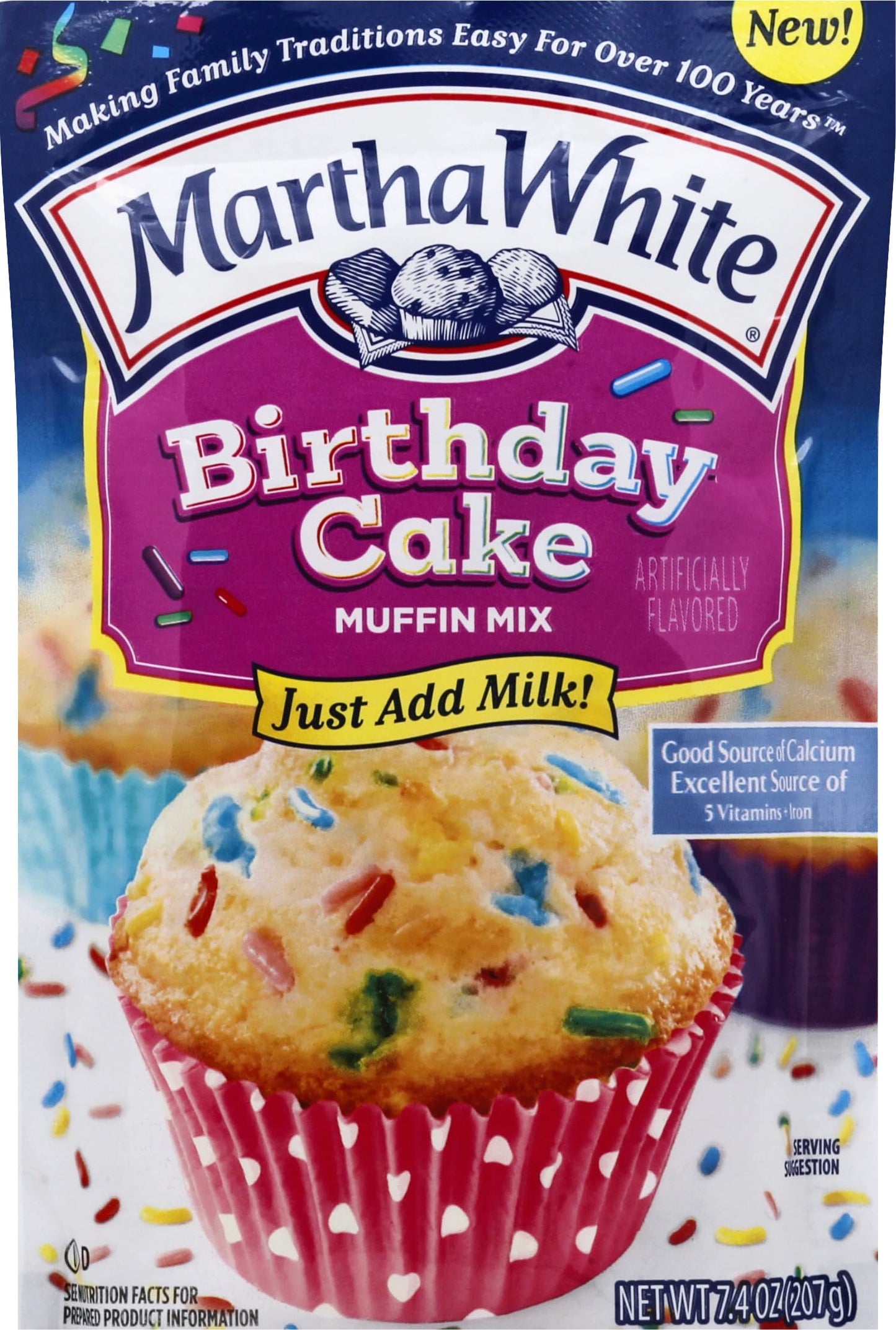 Martha White, Muffin Mix Birthday Cake, 7.4 Ounce