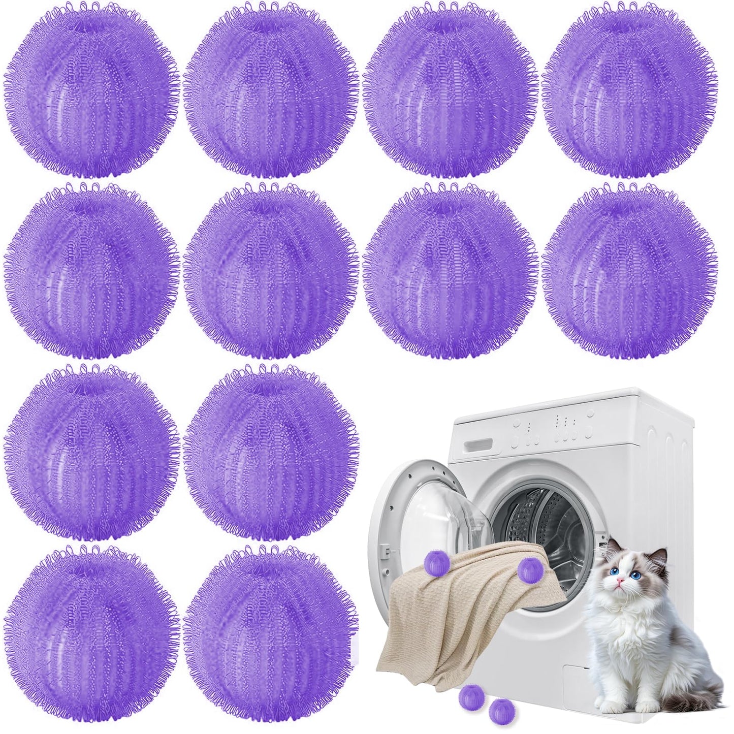 Pet Hair Remover for Laundry, Reusable Dog & Cat Hair Catcher Balls for Washer and Dryer, Laundry Fur and Lint Remover Tool for Clothes, Bedding