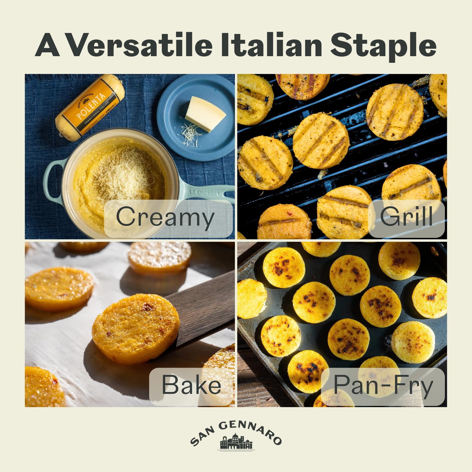 Basil & Garlic Italian Polenta Tube by San Gennaro | Crafted from Non GMO Yellow Corn | Ready for Quick Heat & Serve Instant Grits Easy Gluten Free
