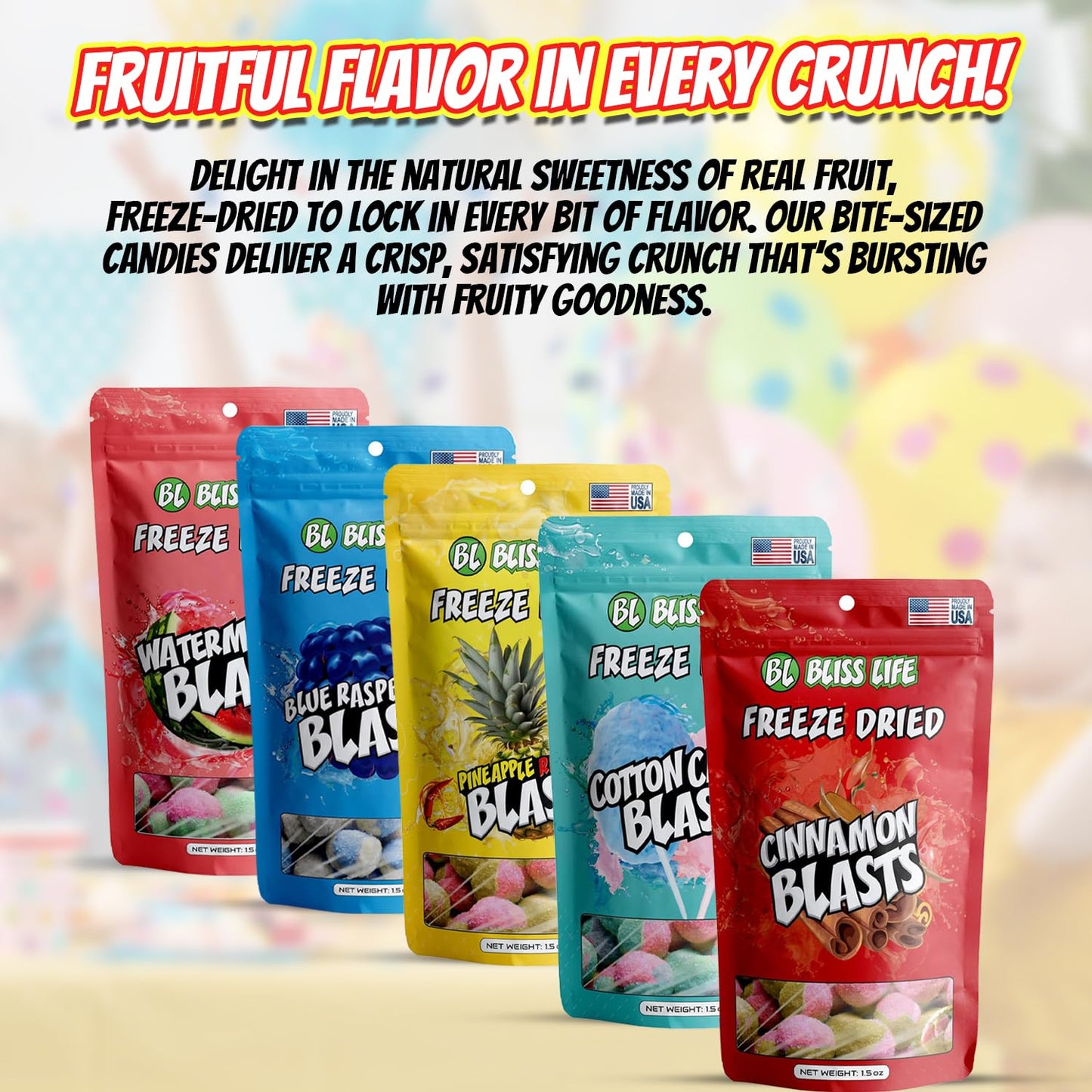 Bliss Life Cotton Candy Freeze Dried Sugar Candy from TikTok, ASMR Crunchy Candy, Spicy Sweet and Sour Kids Snacks, Unique Novelty Snack for Kids