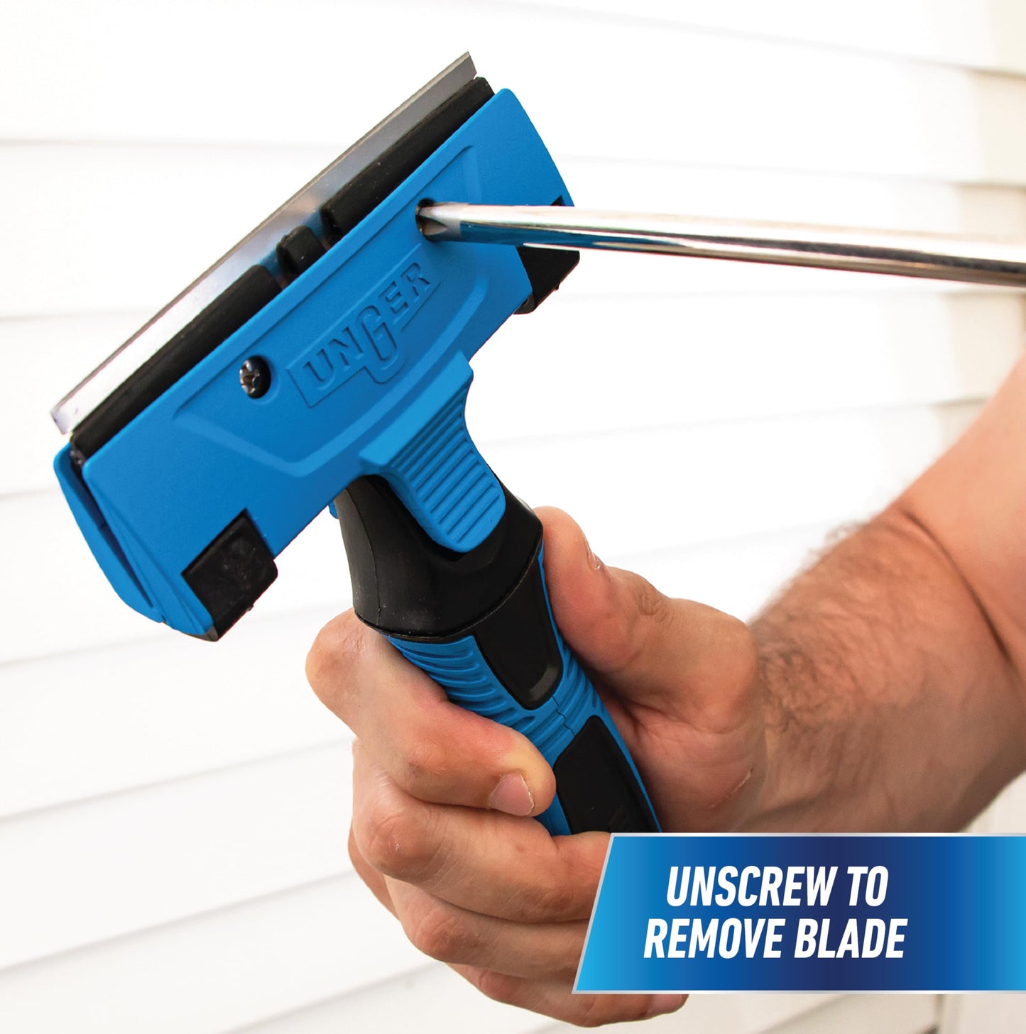 Unger Professional Connect and Clean 4" All-Purpose Scraper, Window, Glass, and Floor Scraping Tool Supplies, Adhesive Removal, Gum, Stickers, Paint
