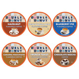 Double Donut Coffee Flavored Coffee Variety Pack, Includes Hazelnut, Caramel, Chocolate Coffee & More, Single Serve Pods for Keurig K Cups Machines