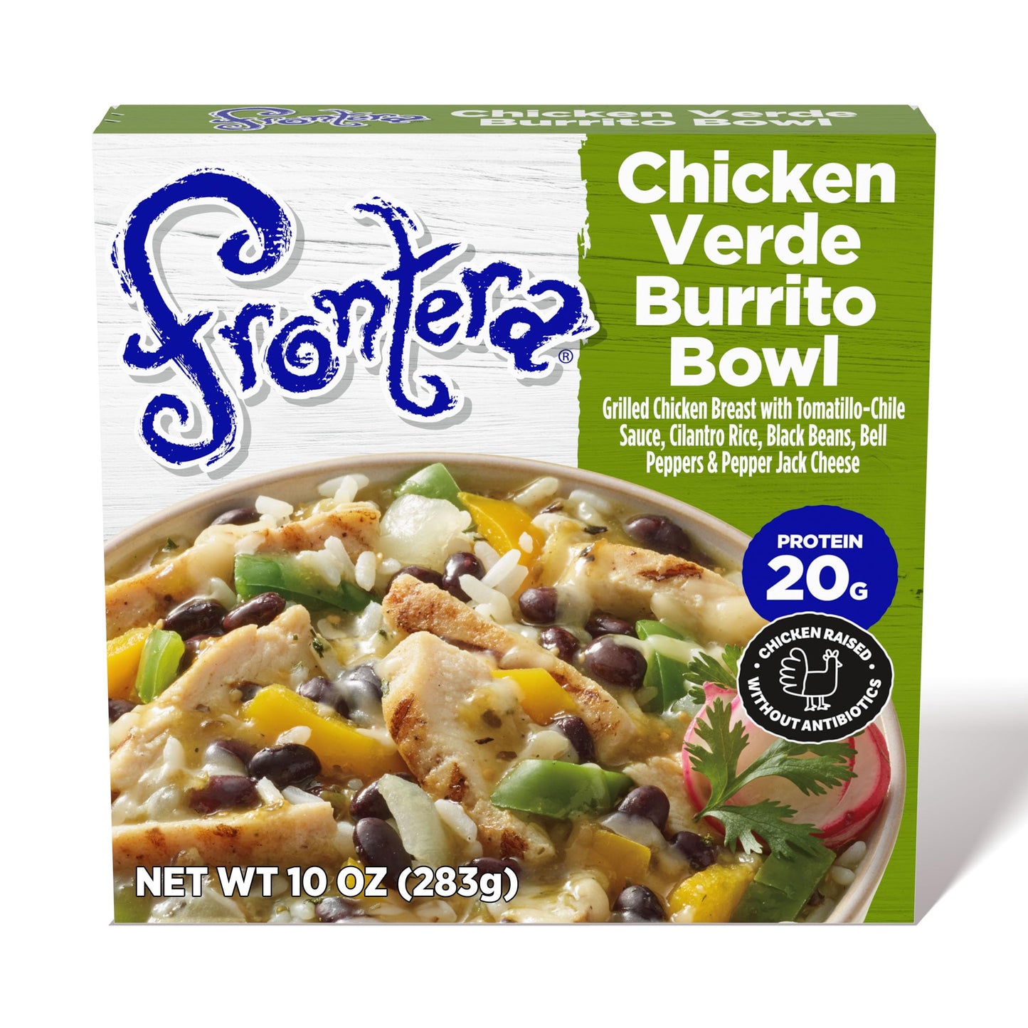 Frontera Chicken Verde Burrito Bowl, Frozen Meal, 10 oz.