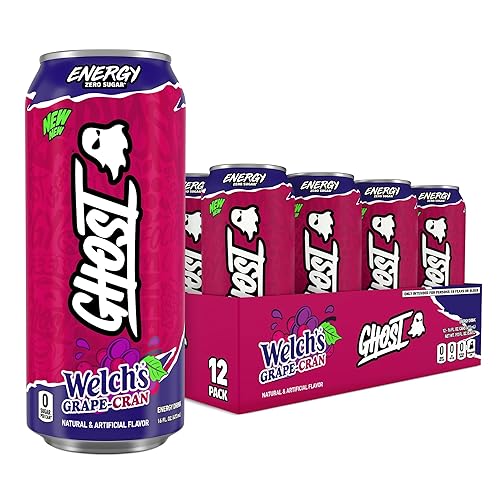 GHOST Energy Drink - 12-Pack, Welch's Grape-Cran, 16oz Cans - Energy & Focus & No Artificial Colors - 200mg of Natural Caffeine, L-Carnitine & Taurine