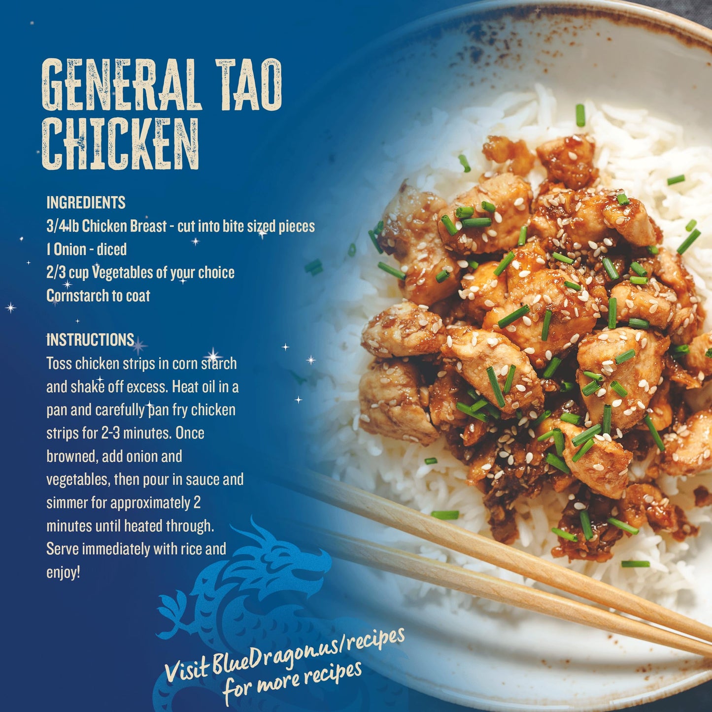 Blue Dragon General Tao Stir Fry Sauce - 3.8oz Pouch (Pack of 1)- Sweet & Spicy Rice Vinegar, Soy & Hot Chili Based Sauce for General Tso-Style Dishes