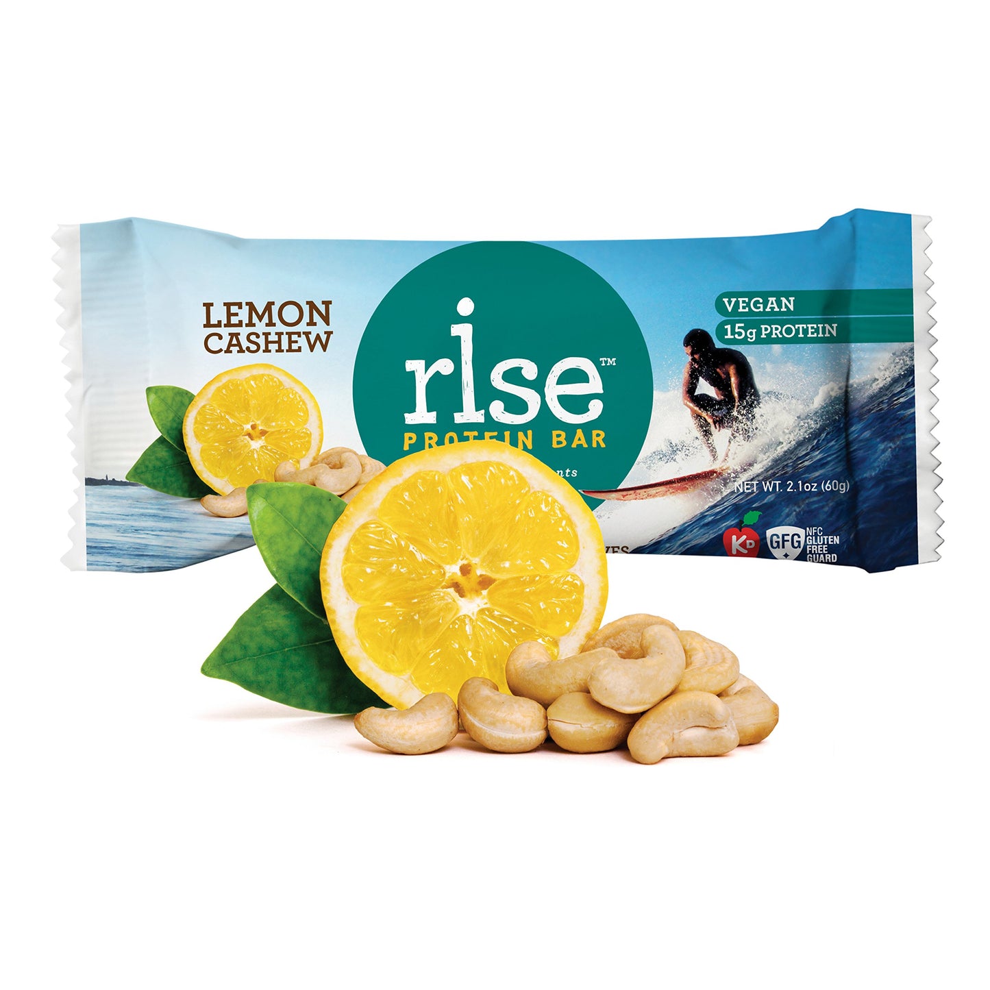 RiseBar High-Protein Bars, Lemon Cashew, 12 Count