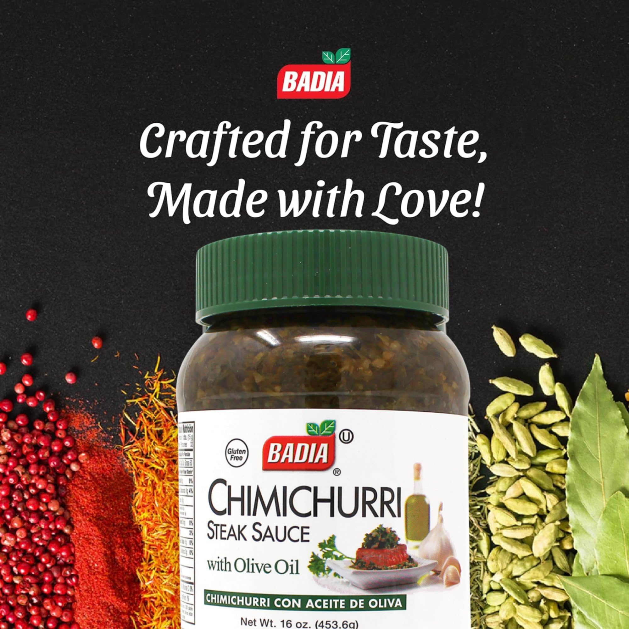 Badia Chimichurri Steak Sauce with Olive Oil 16 oz - Traditional Argentinian-Style Sauce for Grilling, Marinades & Meats