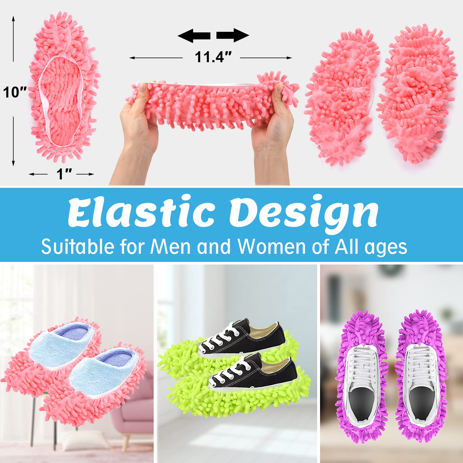 10 Pcs Microfiber Mop Slippers Shoes Reusable Dust Mops for Women Washable, 5-Pairs Mop Slippers Shoes for Floor Cleaning? Mop Socks for Foot Dust