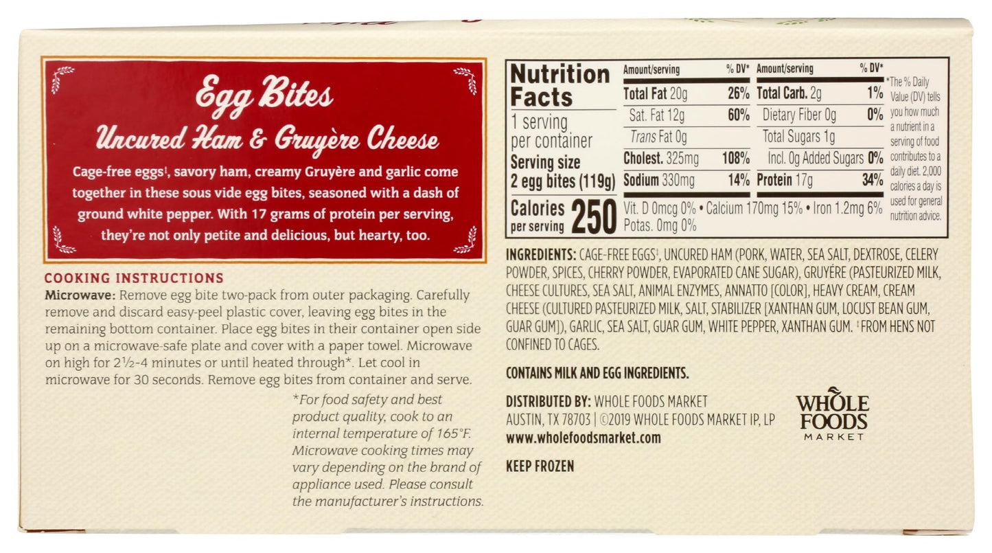 365 by Whole Foods Market Uncured Ham & Gruyere Cheese Egg Bites, 4.2 OZ