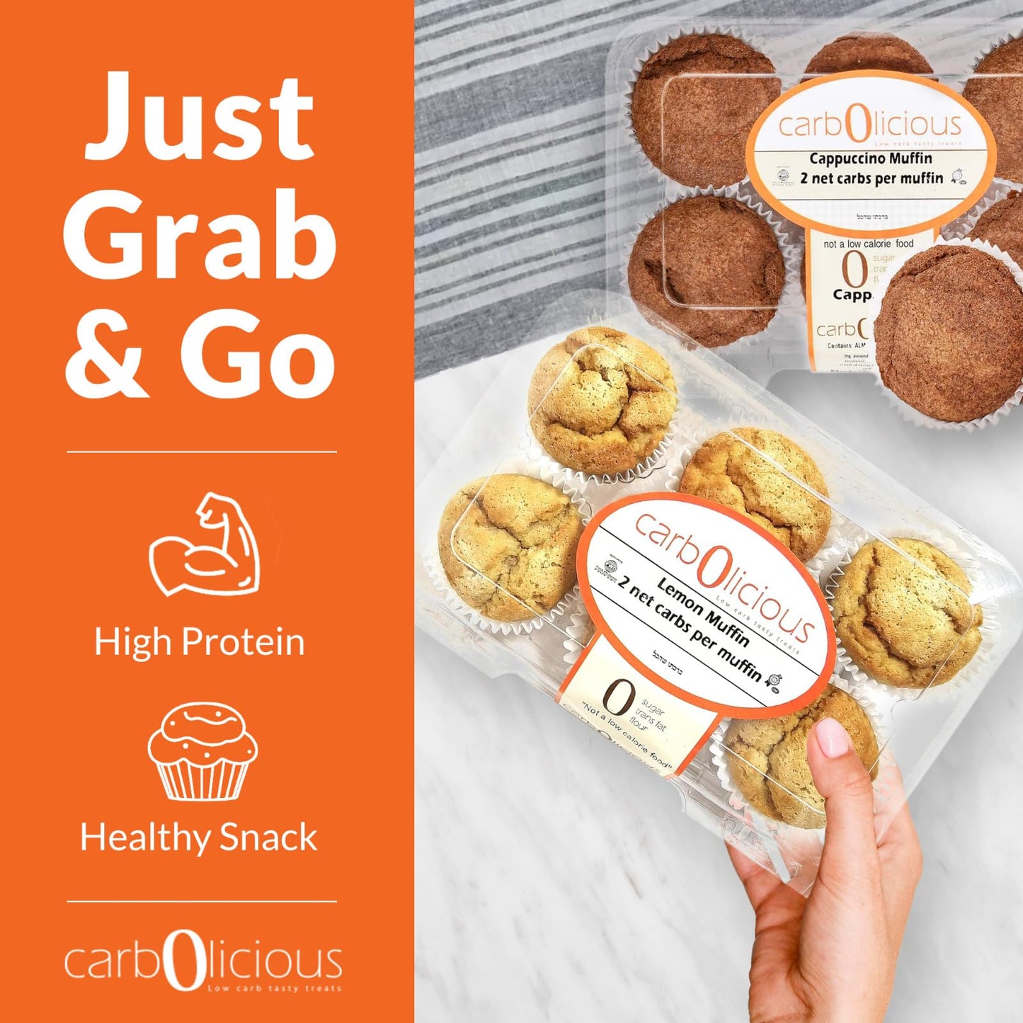 Low Carb Cinnamon Muffins 6 Pcs (1-Pack) by Carb-o-licious - Delicious Keto Mini Muffins with Only 2 Net Carbs, 9g Protein - Sugar Free Cupcake Style
