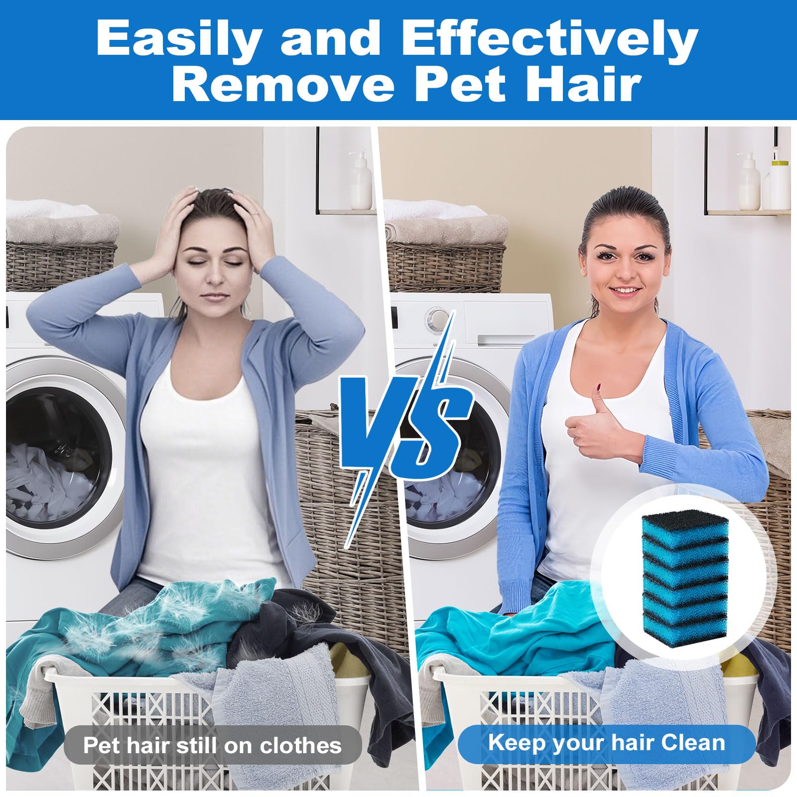 Pet Hair Remover for Laundry - Upgraded 6 Pack, Reusable Dog and Cat Hair Catcher for Washing Machine and Dryer, Removes Pet Fur from Clothes