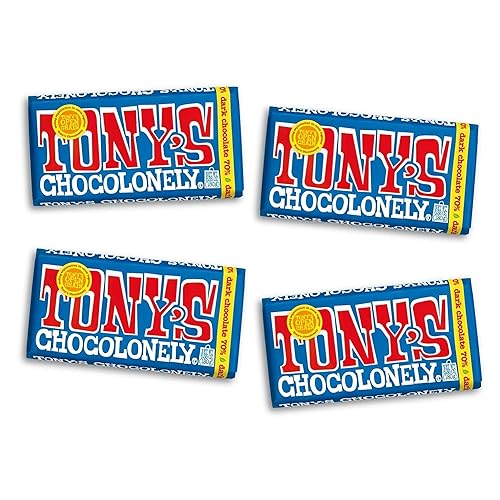 Tony’s Chocolonely Belgian Dark Chocolate, Pure Chocolate Bar for Snacks, Party Favors, Gifts, or Gift Basket, Vegan, 70% Cacao, Made From Quality