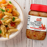 Badia Minced Garlic & Red Chili Pepper 8 oz - Spicy Savory Blend with Garlic and Crushed Red Pepper Flakes
