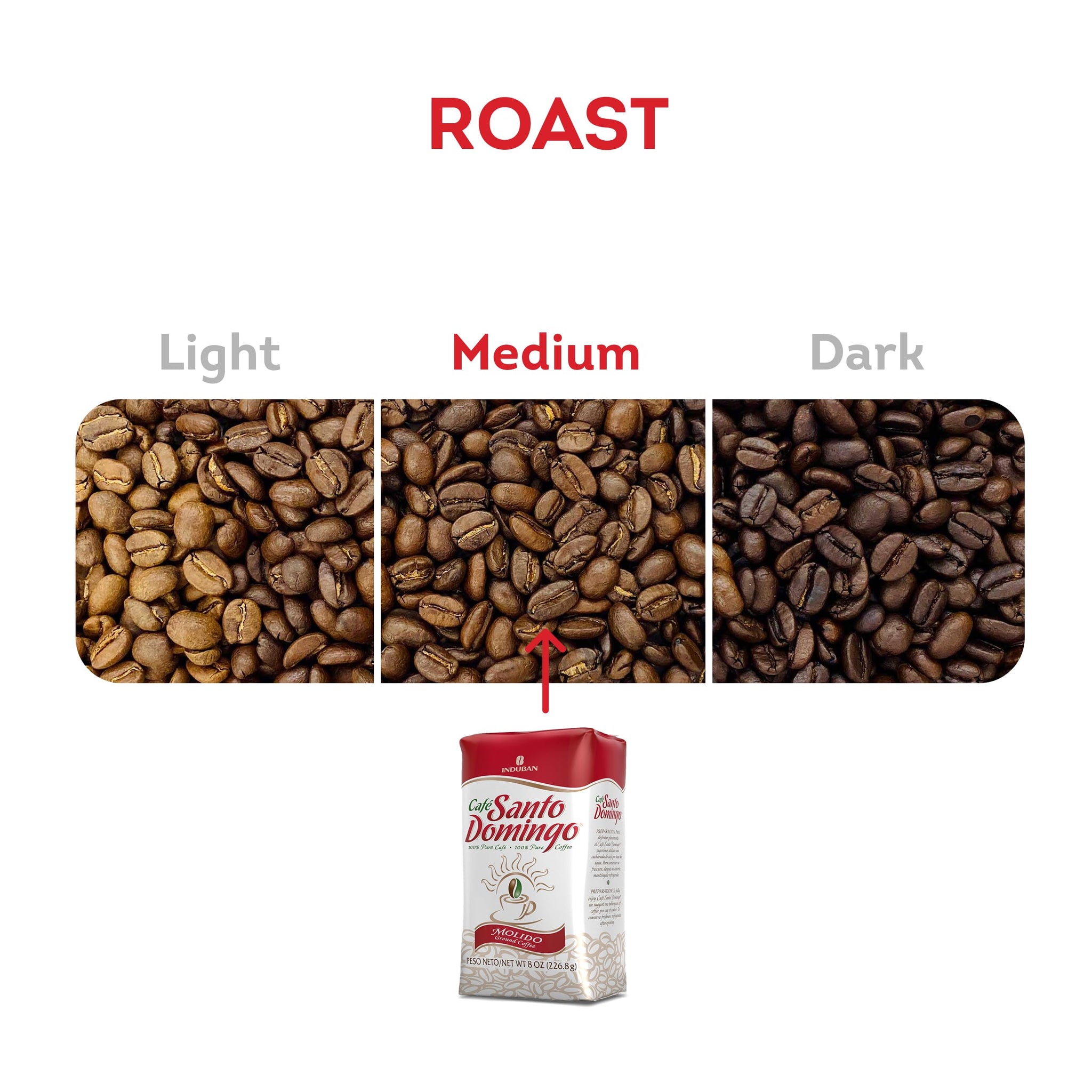 Café Santo Domingo, 8 oz Bag, Ground Coffee, Medium Roast - Product from the Dominican Republic (Pack of 4)