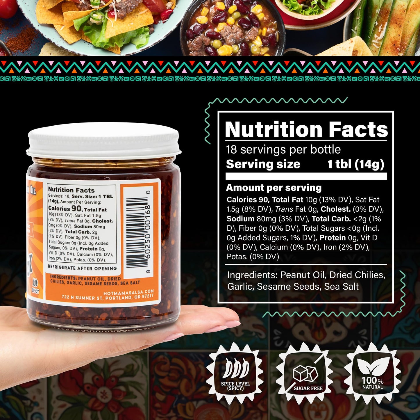 Hot Mama Salsa Chili de Arbol Chili Oil - A Chili Oil Rich in Antioxidants, Low Calorie, No Preservatives, Additives, or GMOs - Perfect for Mushrooms