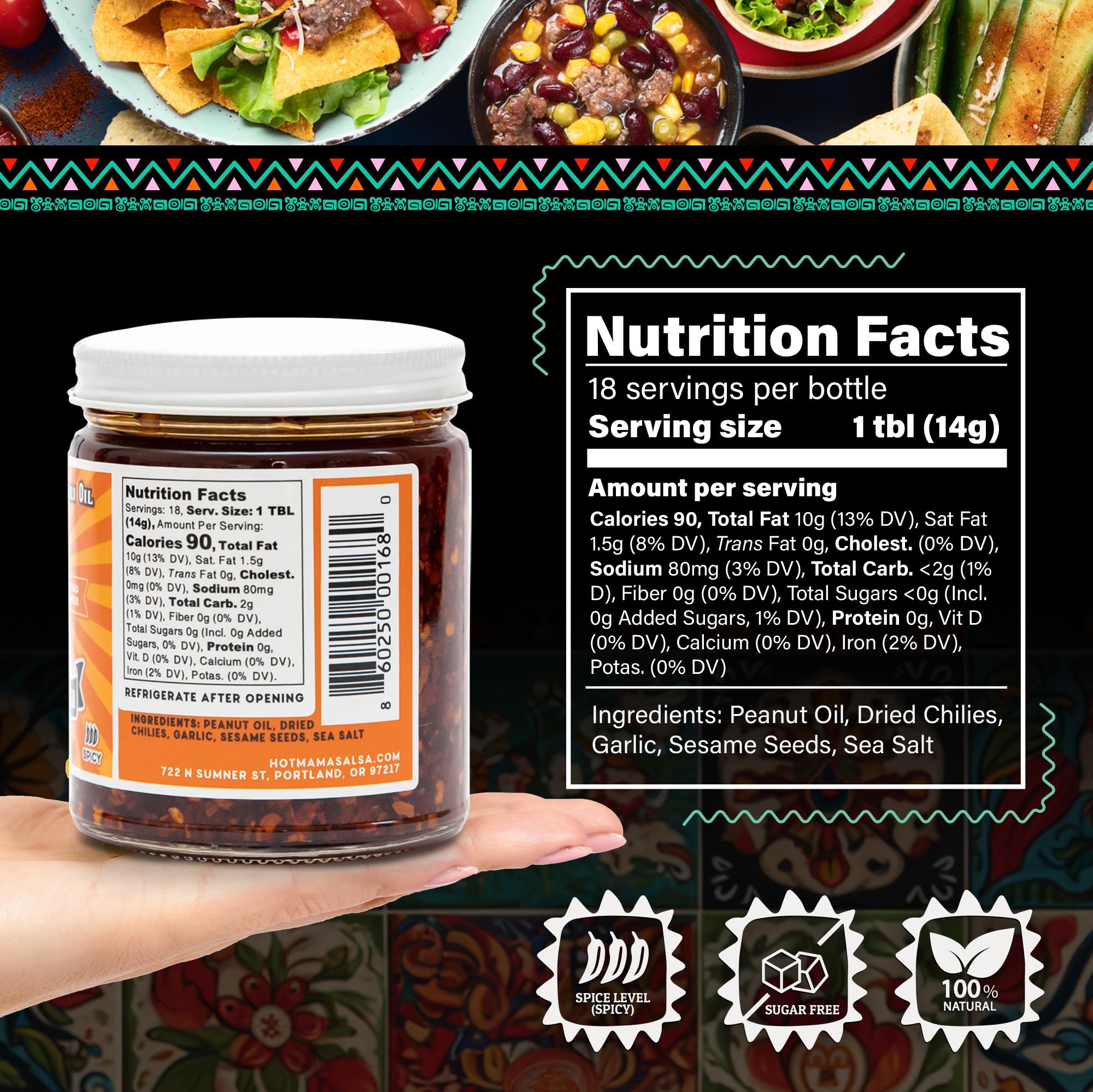 Hot Mama Salsa Chili de Arbol Chili Oil - A Chili Oil Rich in Antioxidants, Low Calorie, No Preservatives, Additives, or GMOs - Perfect for Mushrooms
