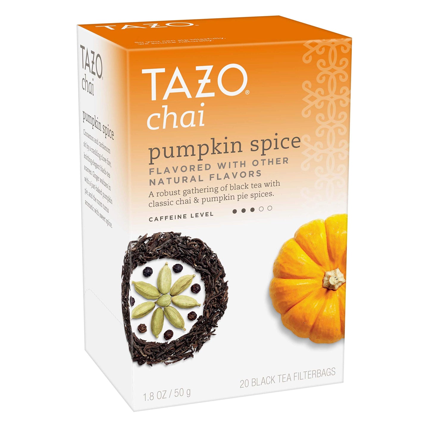 Tazo Chai Pumpkin Spice Tea Bags, Black Tea, 20 ct, Pack of 6