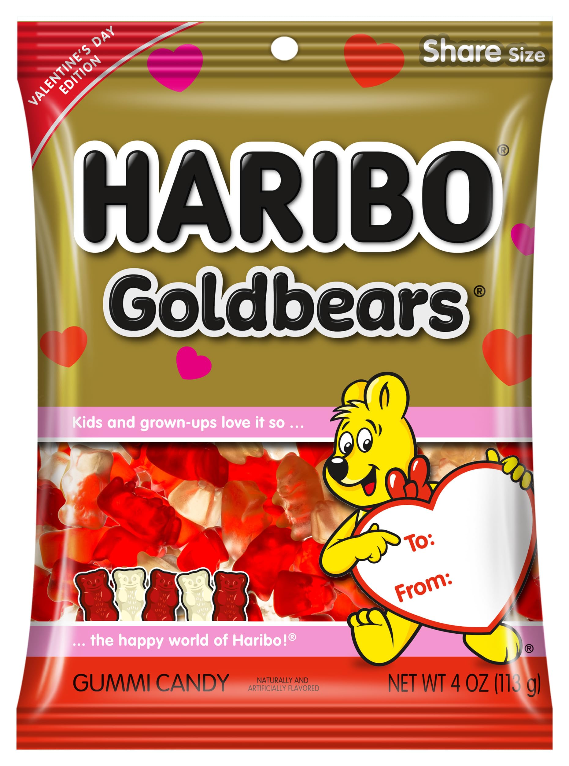 Haribo, Gold-Bears Valentine Peg Bag, 4 Ounce