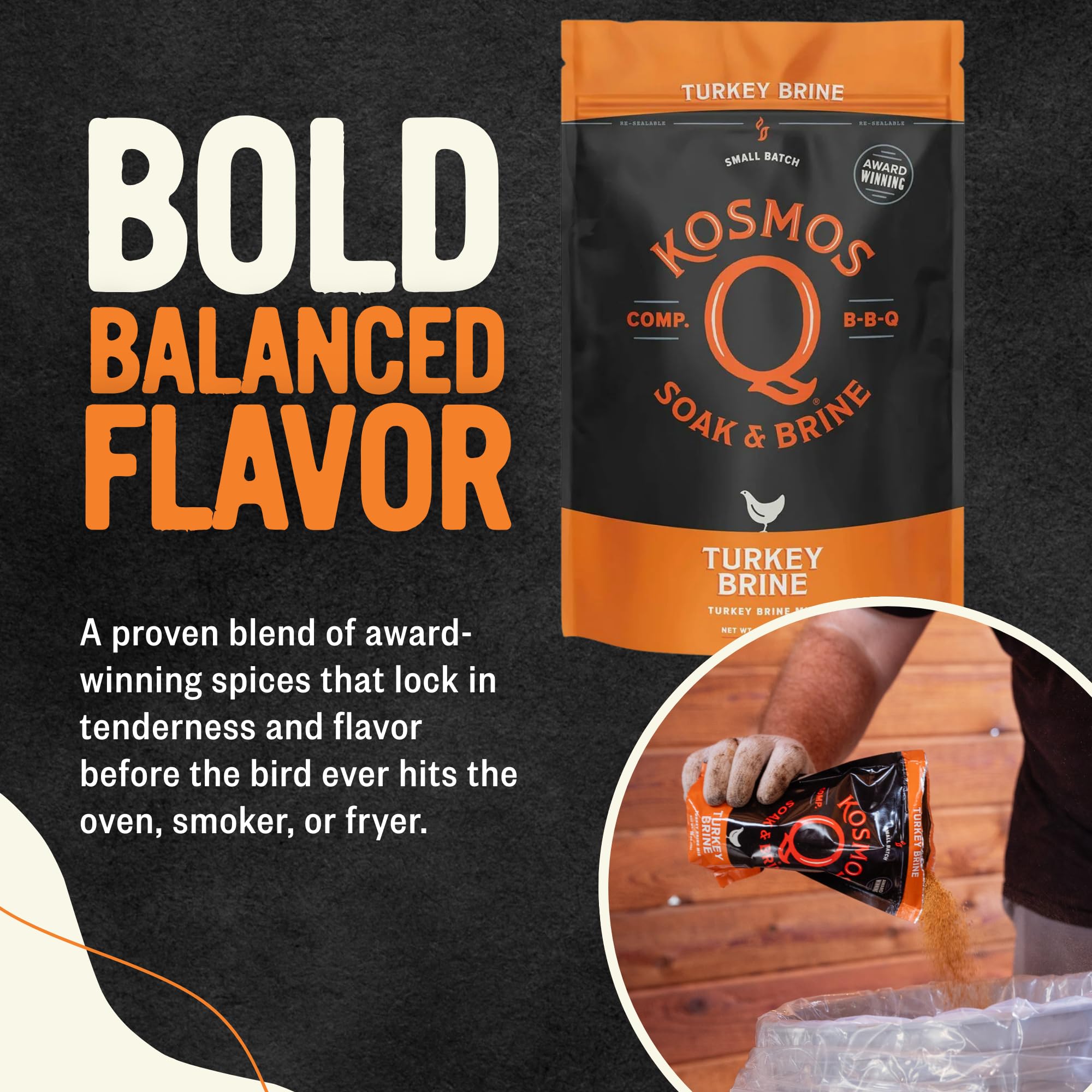 Kosmos Q Turkey Brine Soak, Brown Sugar & Worcestershire Spice Mix for Whole, Smoked, Oven Roasted or Fried Turkey, Locks In Juicy Moisture & Savory