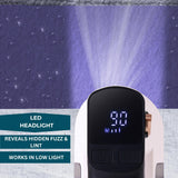 True & Tidy XL Fabric Shaver & Lint Remover Rechargeable Electric Sweater Defuzzer w/ 6-Blade Stainless Steel, 3 Speeds, LED Display, 2 Extra Blades