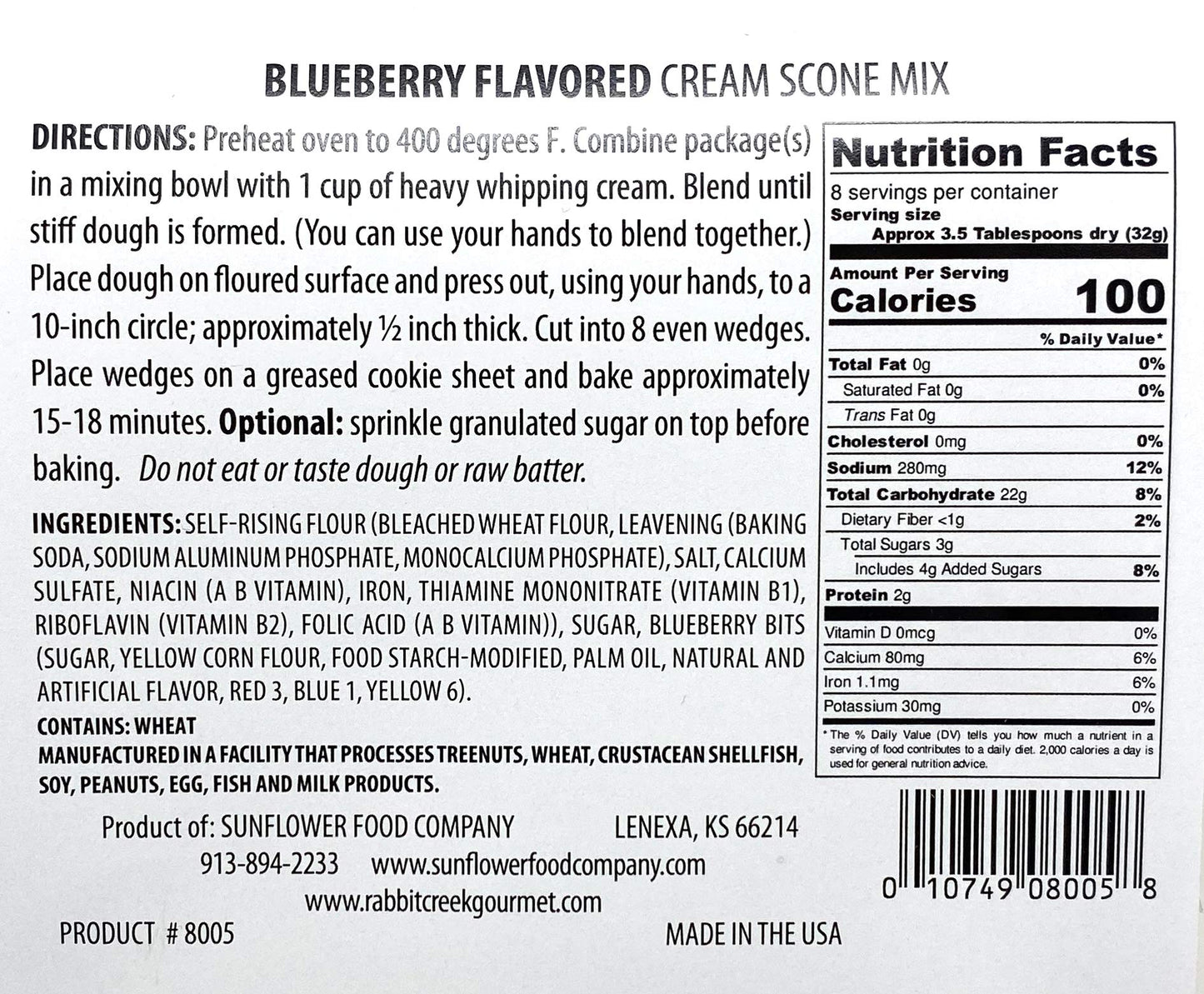 Rabbit Creek Scone Mix Variety Pack of 2 - Blueberry and White Chocolate Raspberry Cream Scone Mix