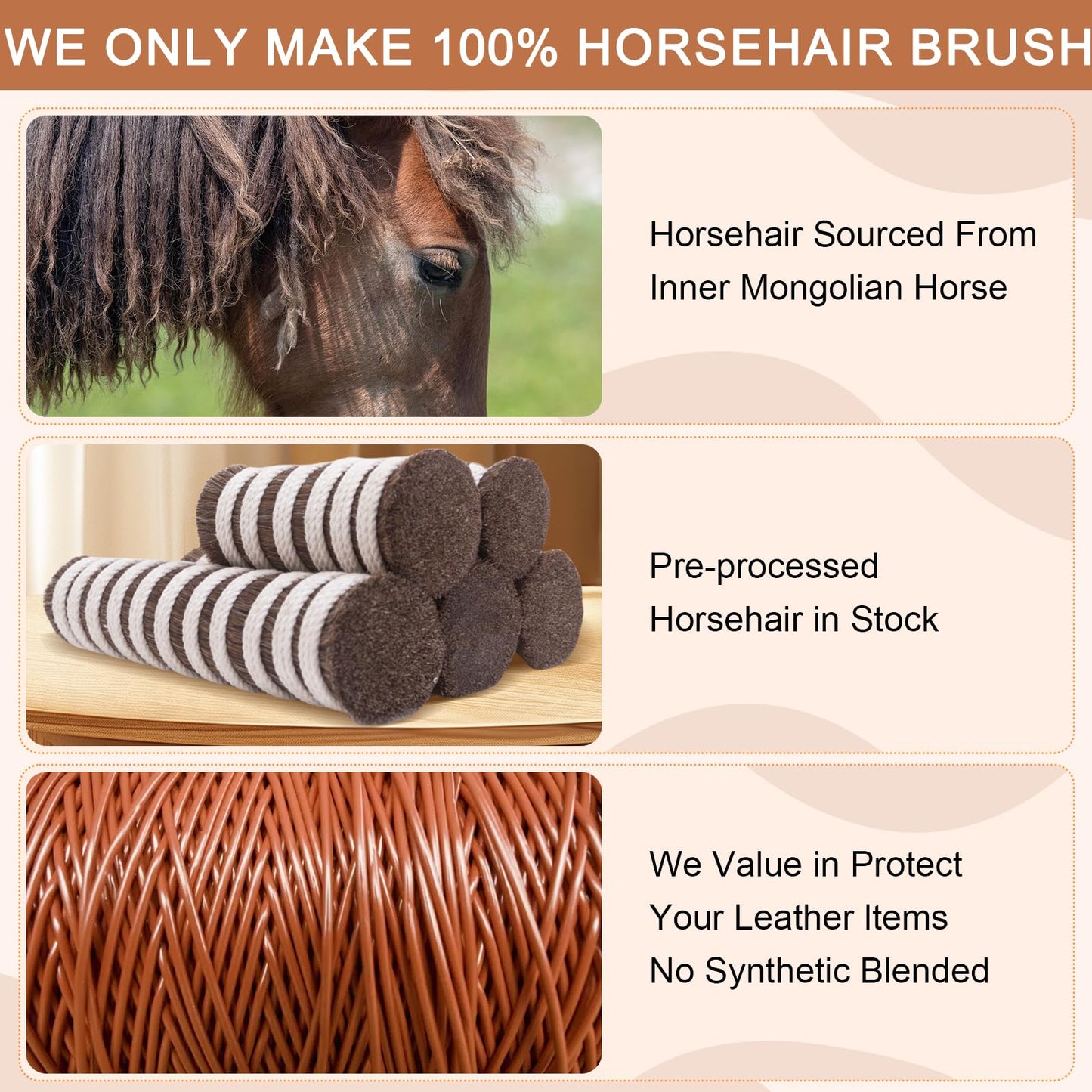 100% Horse Hair Clothes Brush for Wool Coats Cashmere Suits No Shedding Soft Bristle Garment Brush for Lint Removal Premium Beechwood Handle Hat Brush