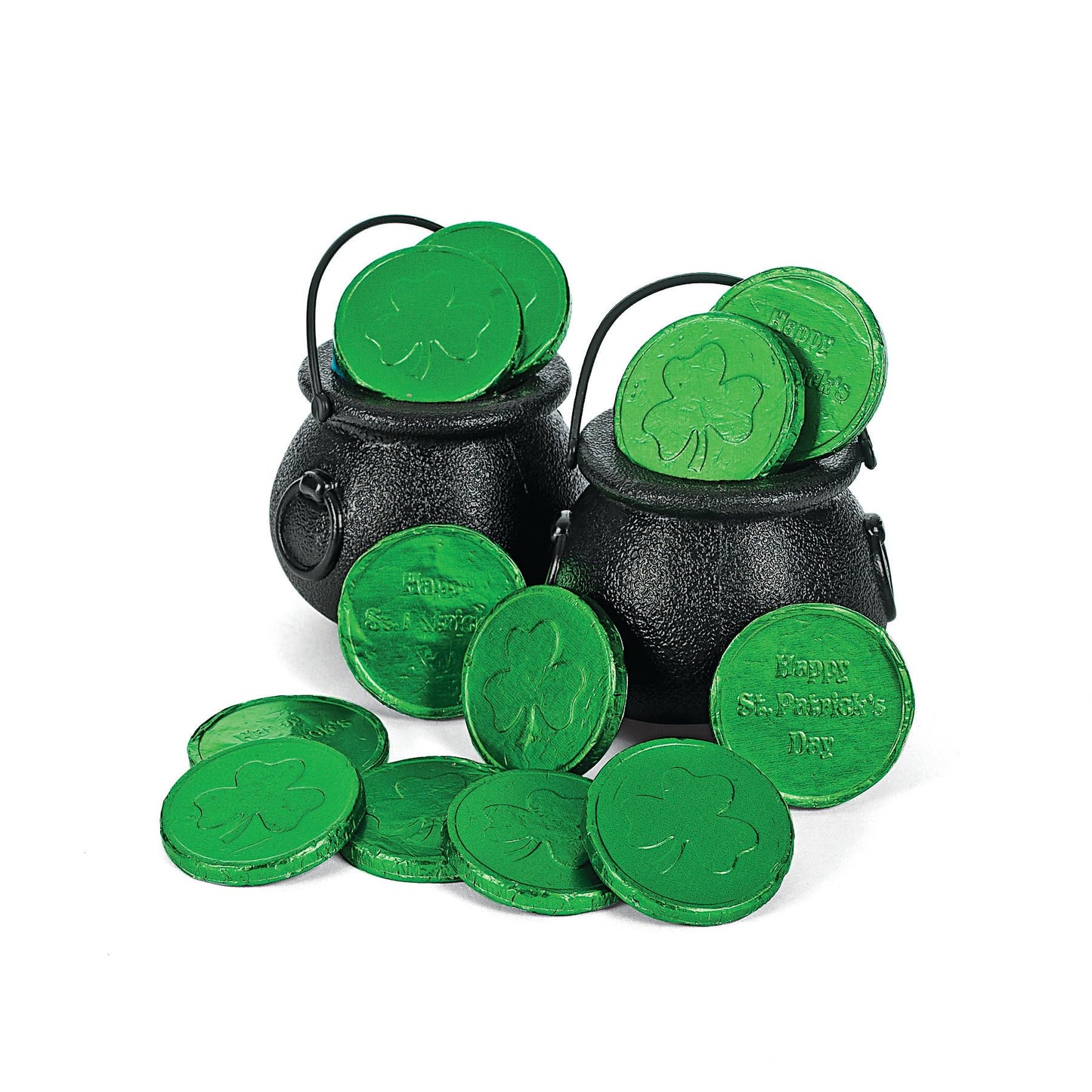 Fun Express Chocolate Coins Bulk Pack - 1 Pound Green Foil Wrapped Gold Coin Candy for St Patrick's Day Parties | Individually Wrapped Milk Chocolate