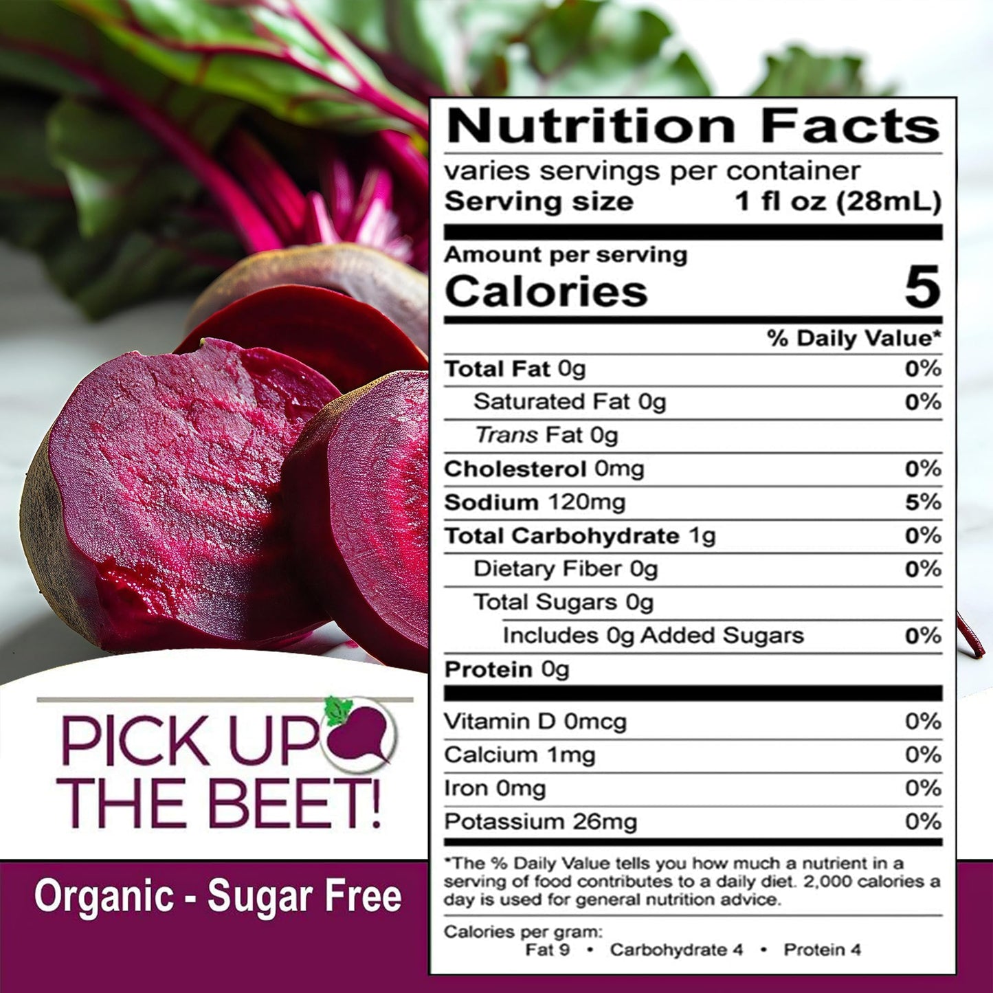 Pick Up The Beet Organic Beet Juice Kvass with Live Probiotics, Vegan - Natural Nitric Oxide Boost, Fermented Beet Tonic, Sugar Cravings Support, 32