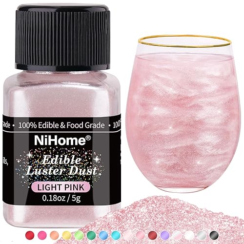 NiHome Edible Food-Grade Glimmer Powder Glitter Luster Dust Metallic Food Decorating Sprinkle Glimmery Dust for Drink Wine Beverage Cake Candy Dessert