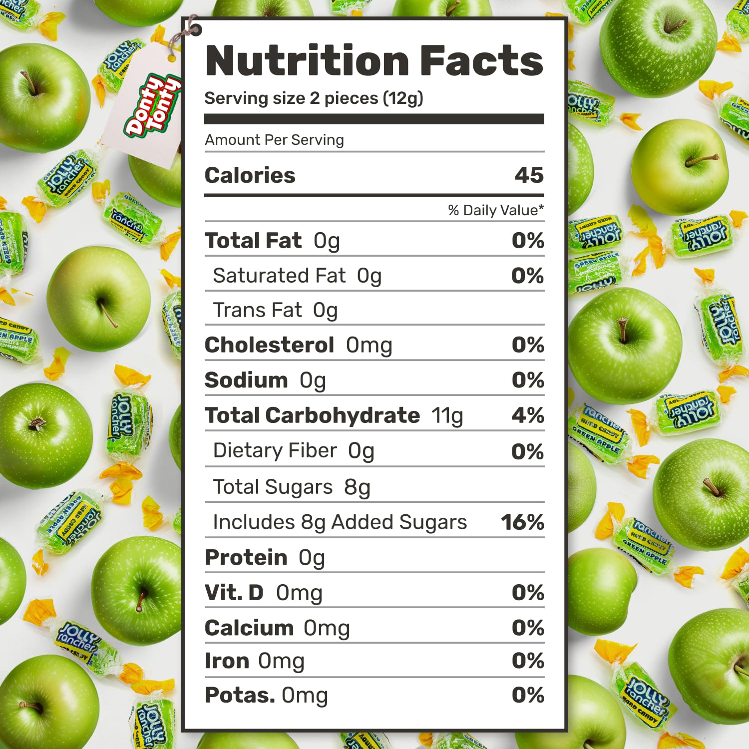 Hard Candy GREEN APPLE Original Flavor 1 lb - Bulk Bag, Individually Wrapped (74 Pieces)