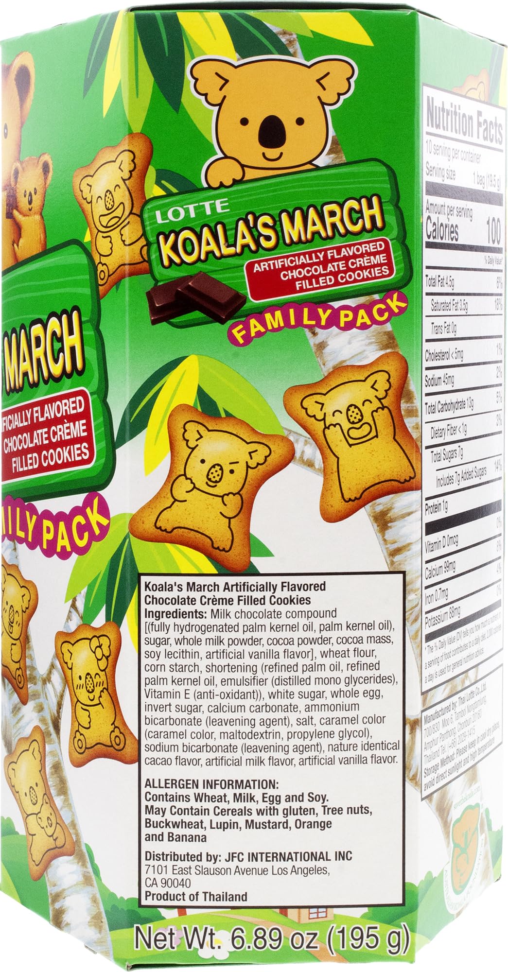 Lotte Koala's March Cookie with Chocolate Cream Family Size, 6.89 oz