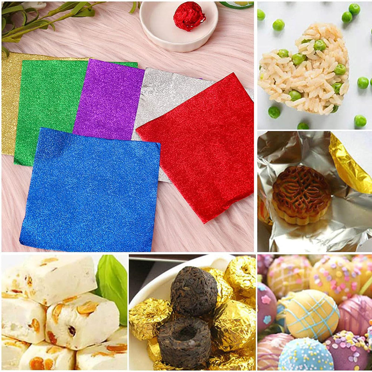 200 PCS Multicolor Gold Foil Candy Wrappers For Chocolate Bars & Caramels, Square Textured DIY Candy Packaging For Christmas, Easter, Thanksgiving