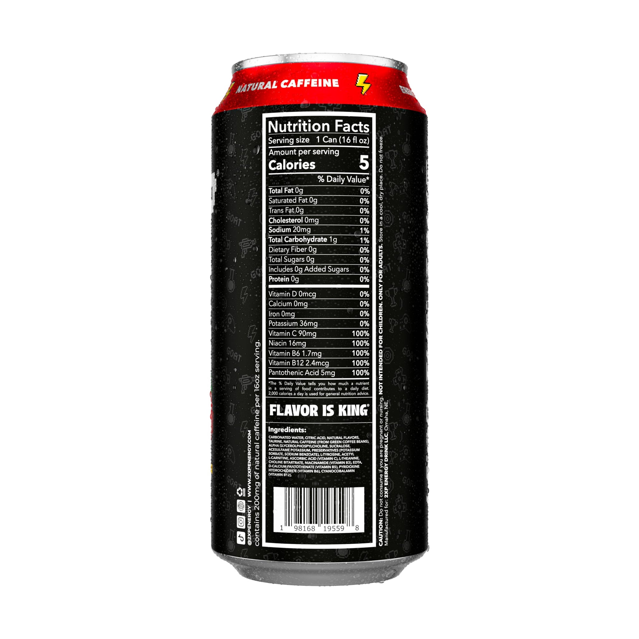 2XP Energy Drink | 2x Energy & Endurance | Alpha -GPC, L-Tyrosine, 200mg Natural Caffeine | 0 Sugar or Artificial Colors | 16oz, 12-Pack (Cherry