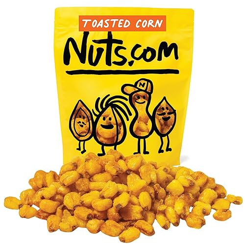 Nuts com Toasted Corn - Roasted Non-GMO Crunchy Snack - Great for Charcuterie Boards, Chips, Popcorn, Crackers, Nuts in Resealable Bag (1 lb)