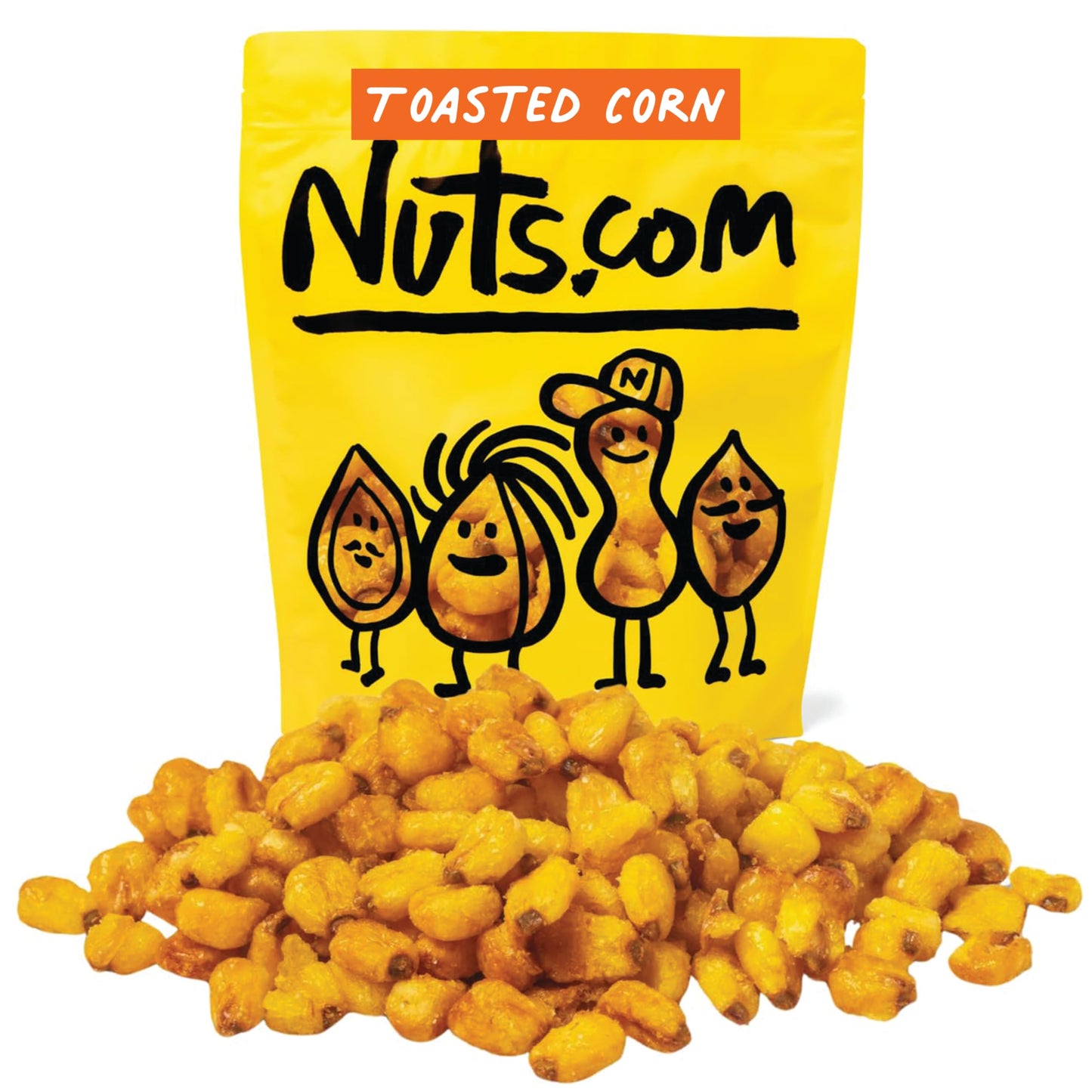 Nuts com Toasted Corn - Roasted Non-GMO Crunchy Snack - Great for Charcuterie Boards, Chips, Popcorn, Crackers, Nuts in Resealable Bag (1 lb)