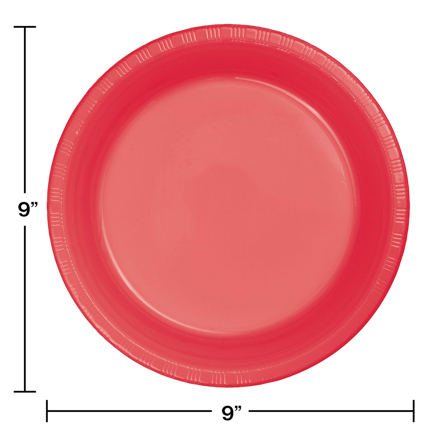 Creative Converting Touch of Color 20 Count 8.75" Plastic Dinner Plate, Coral