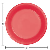 Creative Converting Touch of Color 20 Count 8.75" Plastic Dinner Plate, Coral