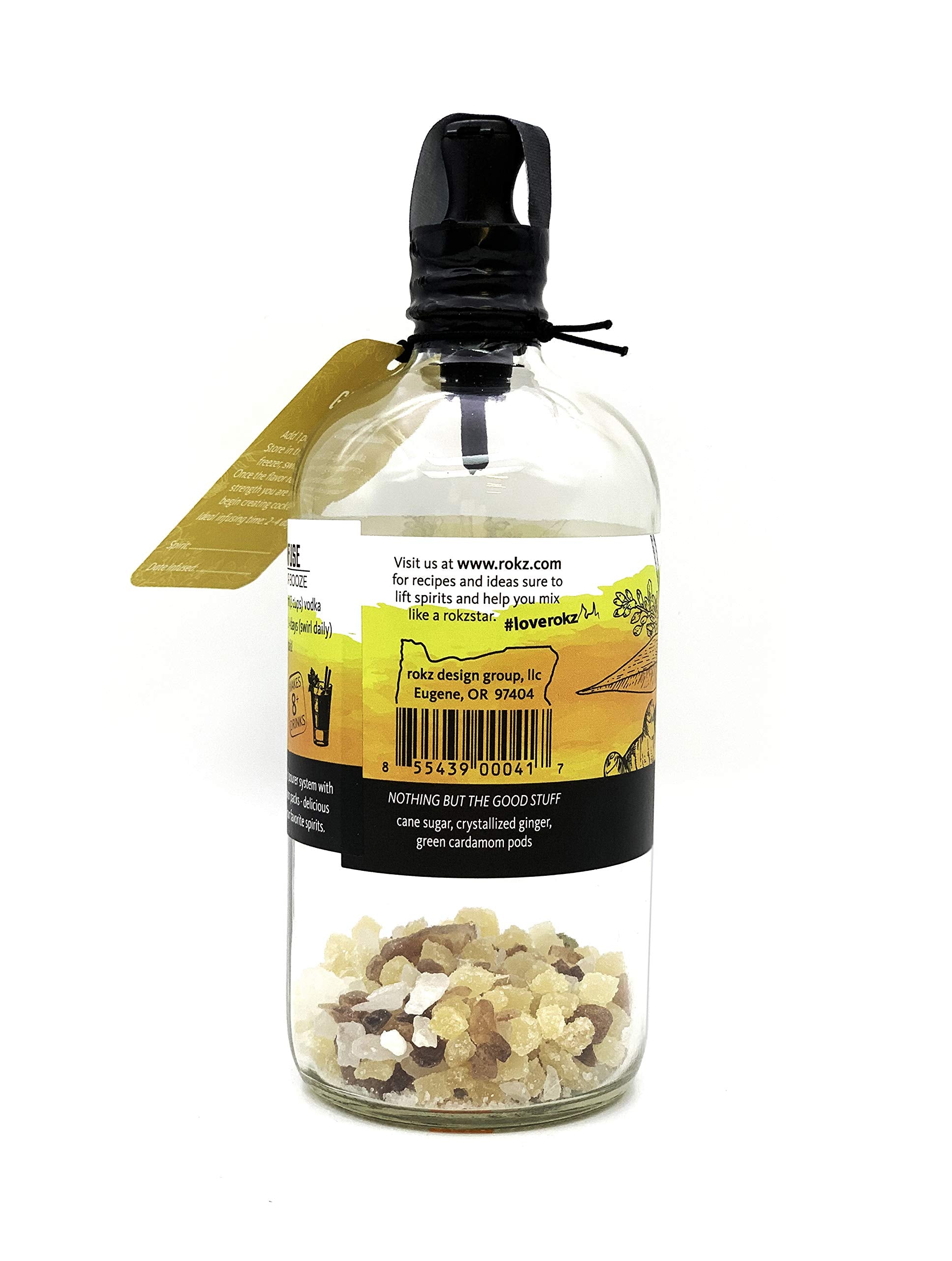 Rokz Ginger Cardamom Spirit Infusion Bottle for Cocktails, 16 Ounce