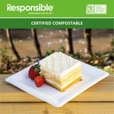 Responsible Products 100% Compostable 6 Inch Square Paper Plates White (50 Pack), Disposable Paper Plates Heavy Duty, Biodegradable & Eco-Friendly