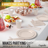 Exquisite 350 Pcs Ivory Paper Plates For Party, Ivory Disposable Plates Set, 50 Of Each 9" Dinner Plate Set, 7" Dessert Plate, Cups, Napkins & Cutlery