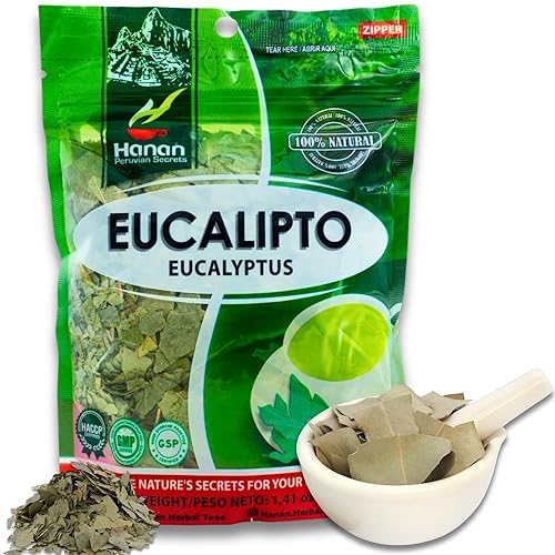 Hanan Dried Eucalyptus Leaves - Te de Eucalipto, Natural Eucalyptus Loose Leaves - Eucalipto Hojas Naturales Grown in Peru - Herbal Tea, Fresh Taste