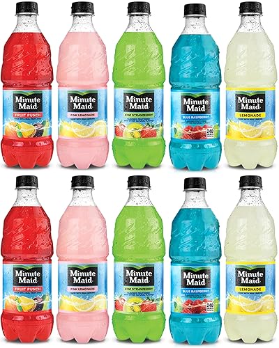 Minute Maid Fruit Punch 5 Flavors Variety Pack, Lemonade And Fruit Drinks 20 Oz (Pack of 10)
